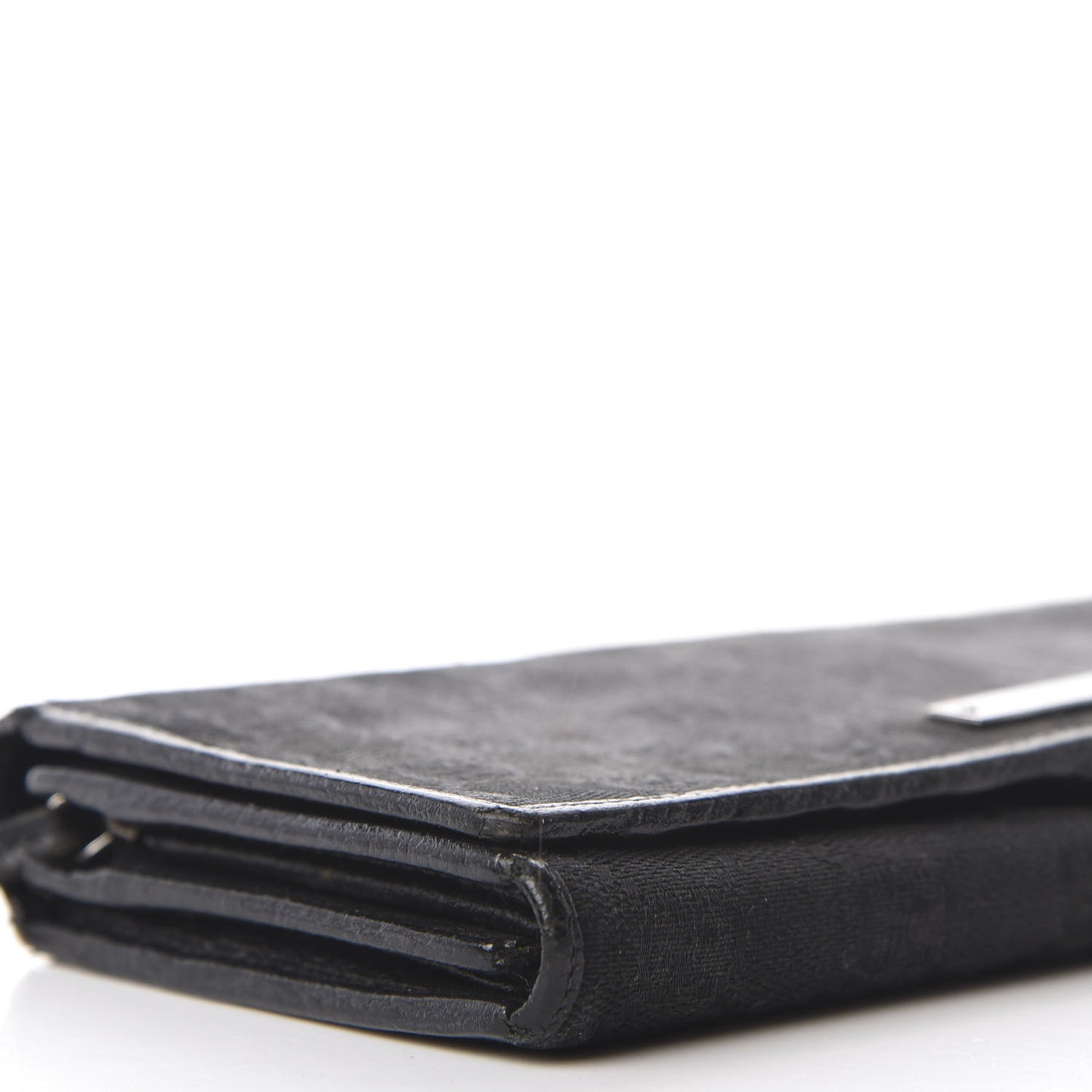 Monogram Metal Bar Chain Wallet Black