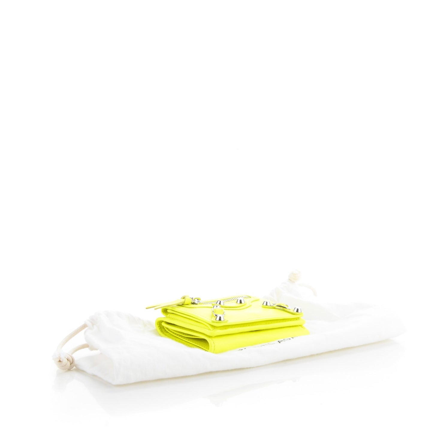 Agneau Arena Classic Hardware Mini Wallet Jaune Fluo