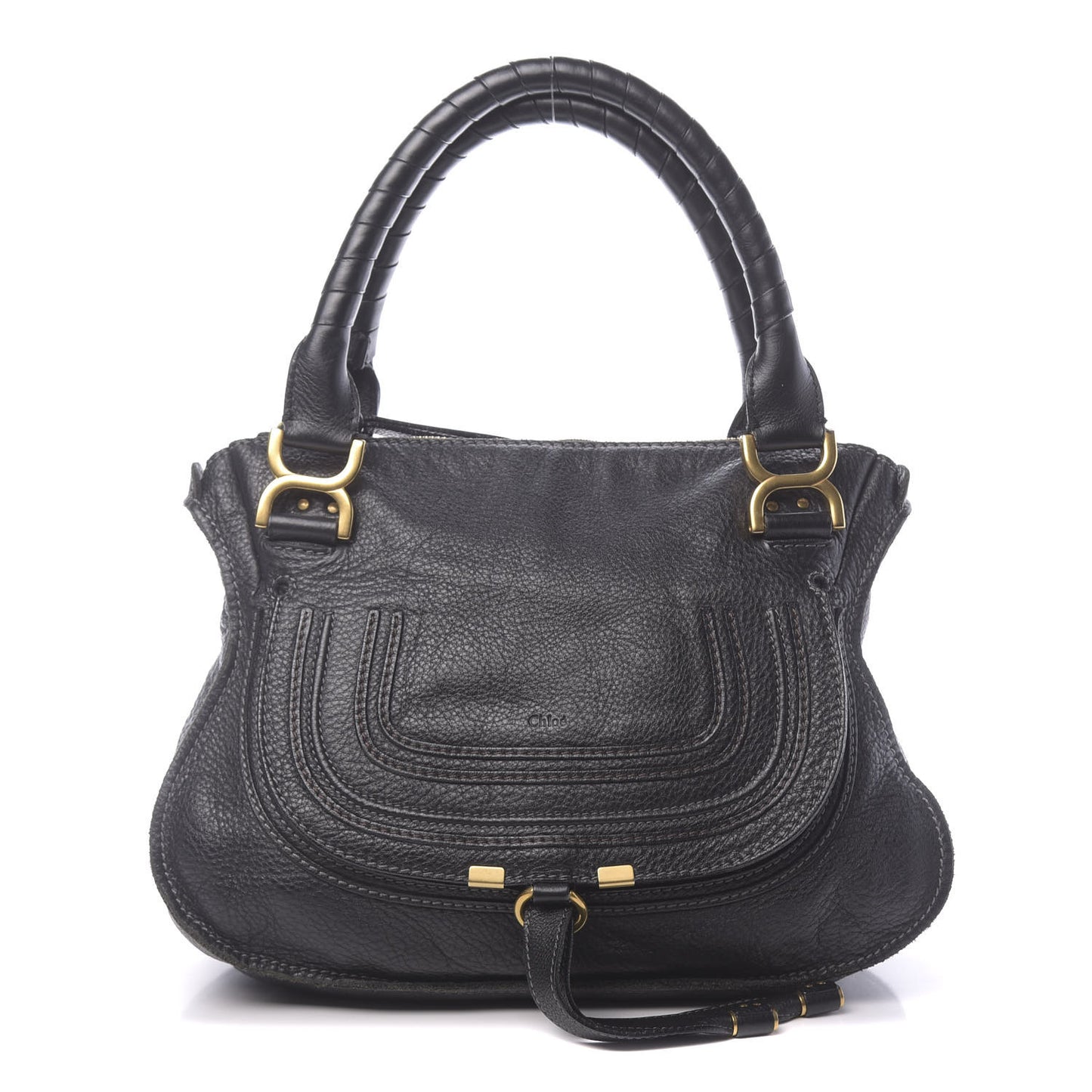 Calfskin Medium Marcie Satchel Black