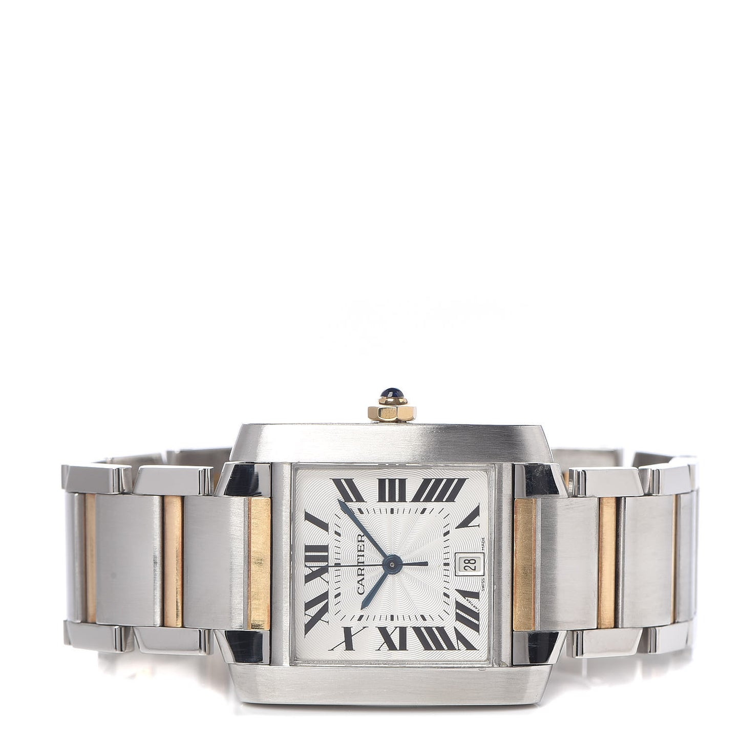 Stainless Steel 18K Yellow Gold 28mm Tank Francaise Automatic Watch