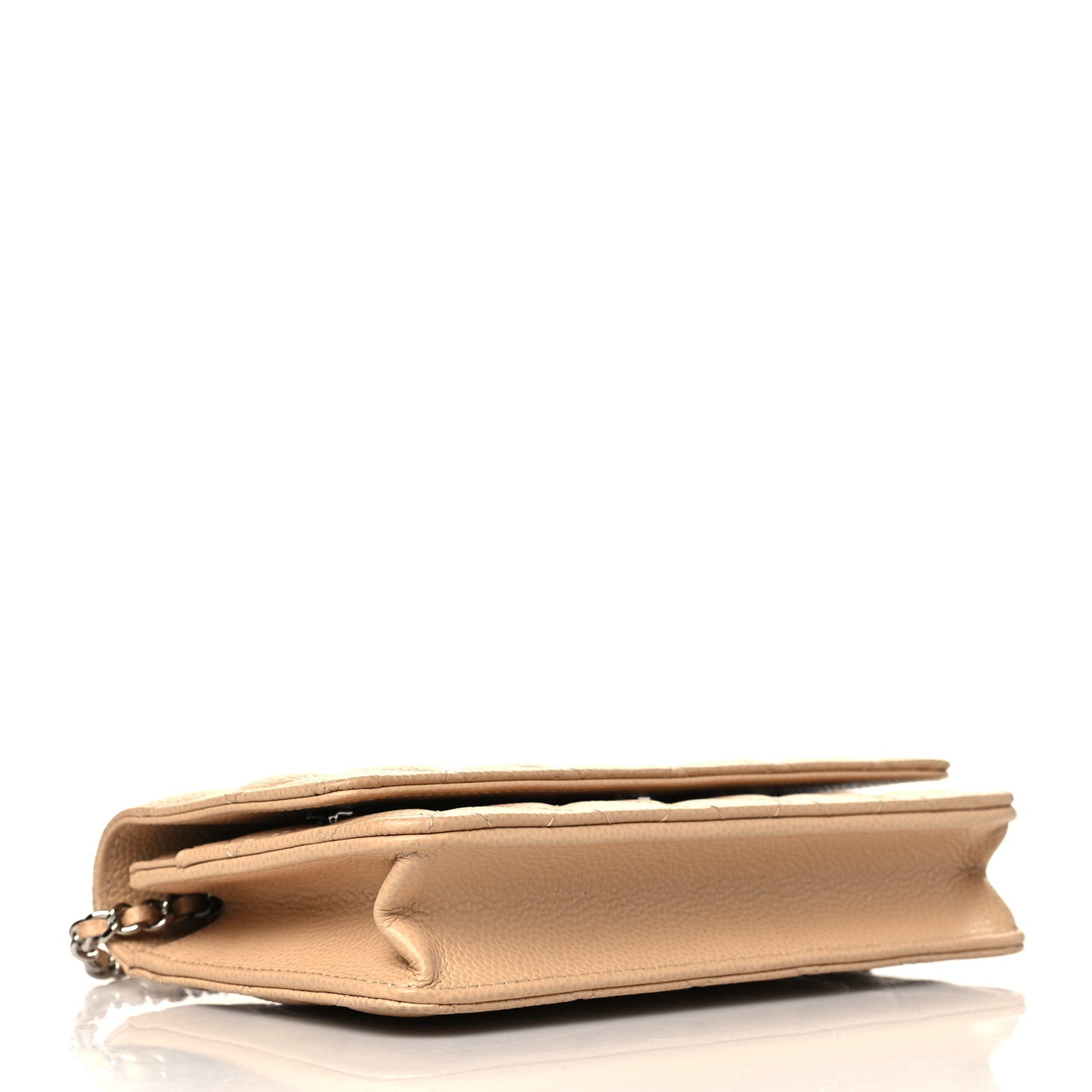 Caviar Quilted Wallet On Chain WOC Beige
