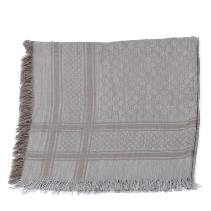 Gucci Wool Silk Monogram Diamanti Fringe Square Scarf 1 of 3