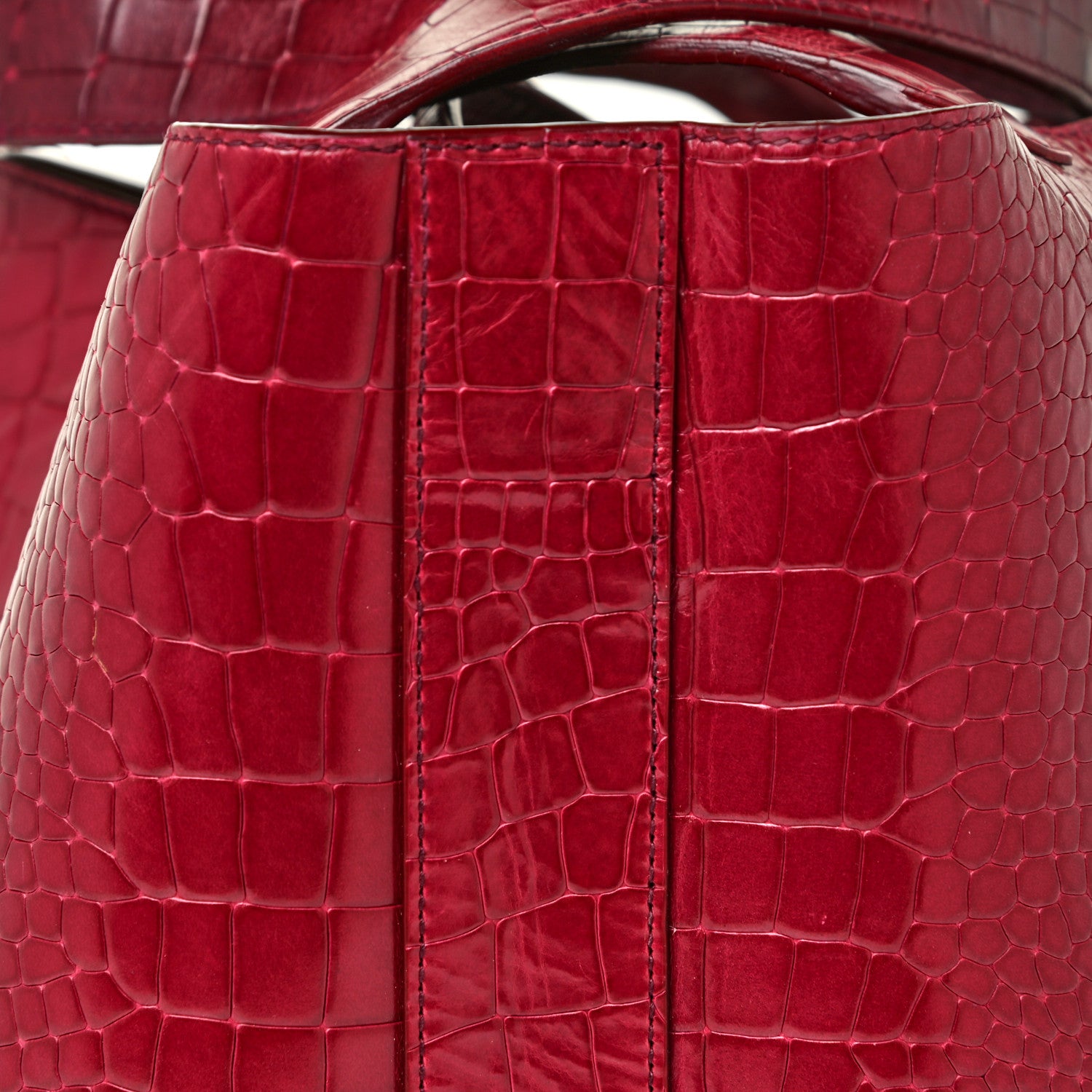 Alaia Calfskin Crocodile Embossed Bag Fuchsia 13 of 15