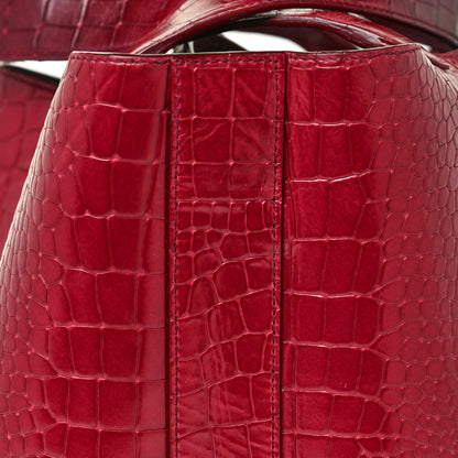Alaia Calfskin Crocodile Embossed Bag Fuchsia 13 of 15