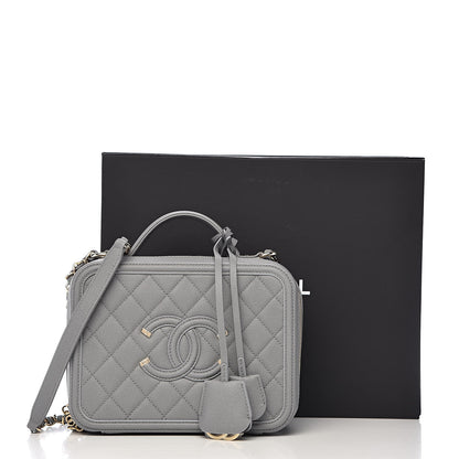 Chanel Caviar Quilted Medium CC Filigree Vanity Case Grey 11 of 11
