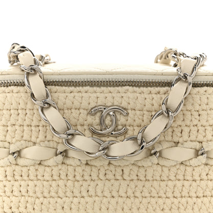 Chanel Lambskin Crochet Quilted Small Vanity Case With Chain White 8 of 13