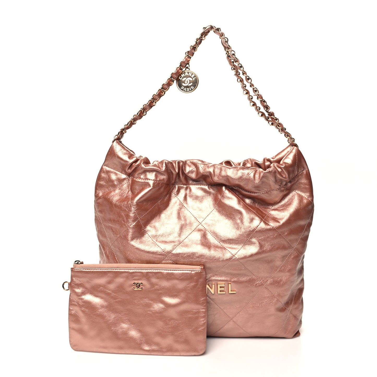 Metallic Calfskin Quilted Chanel 22 Copper