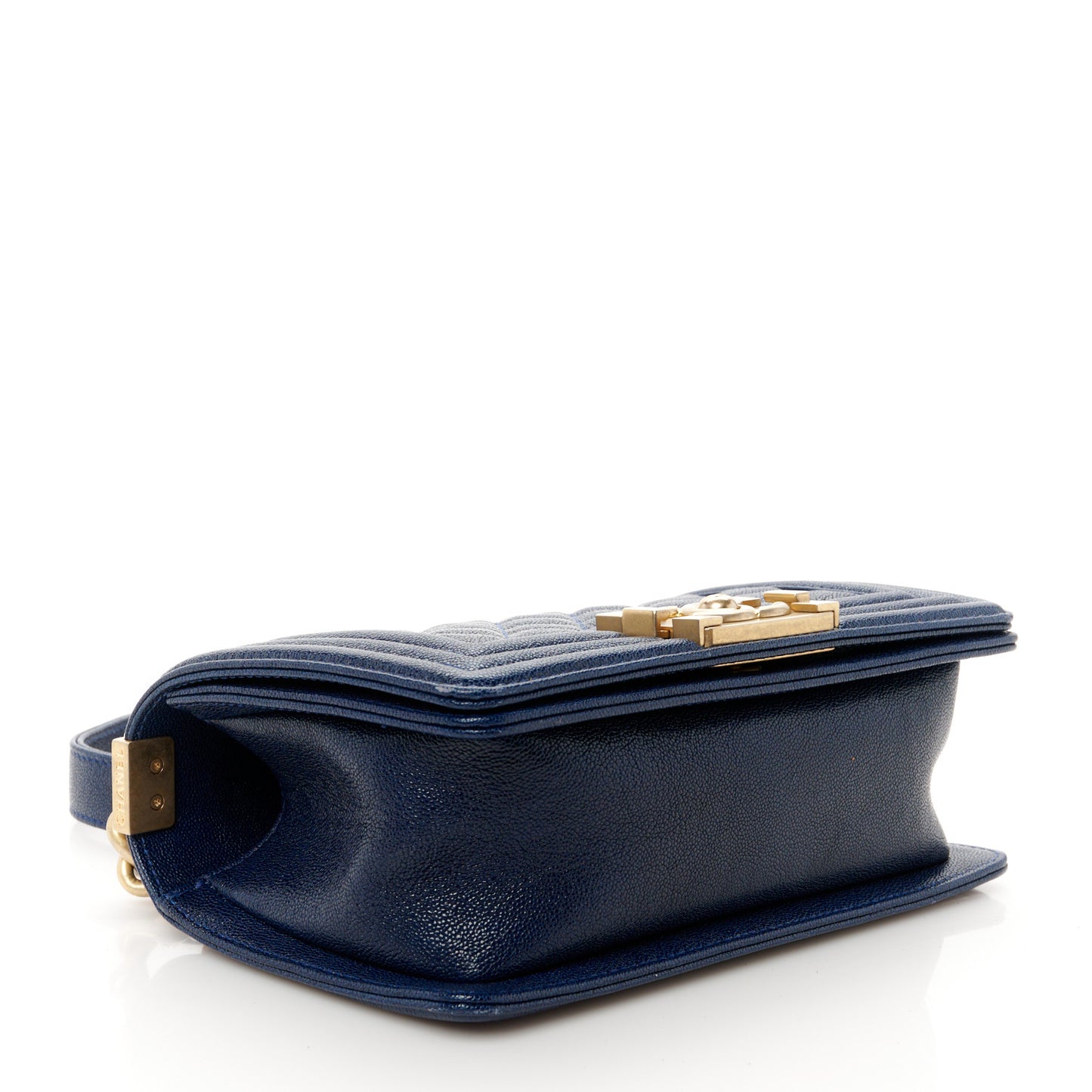 Caviar Quilted Small Boy Flap Navy