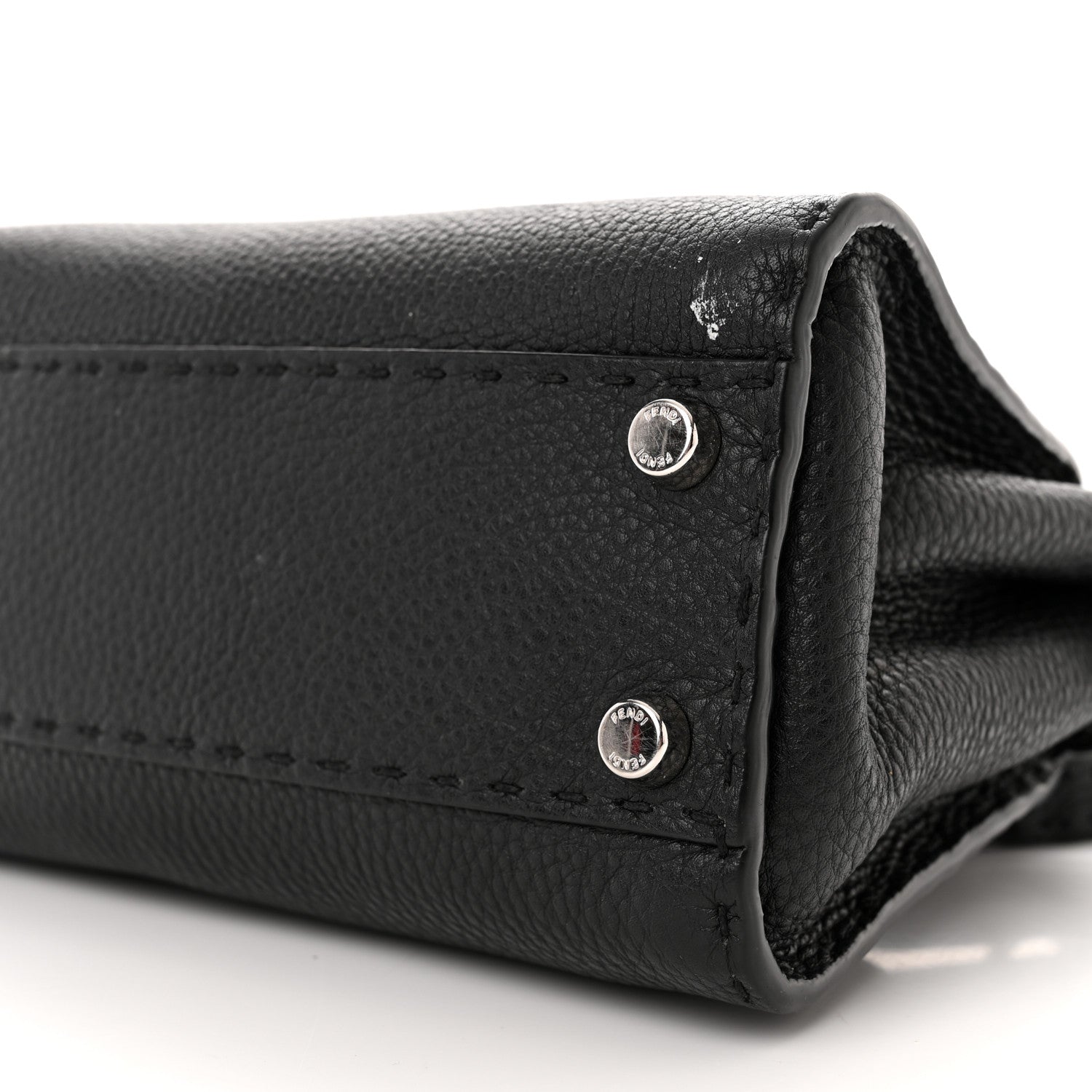 Fendi Cuoio Romano Selleria Bi-Color Mini Peekaboo Iconic Satchel Black Mou 10 of 17