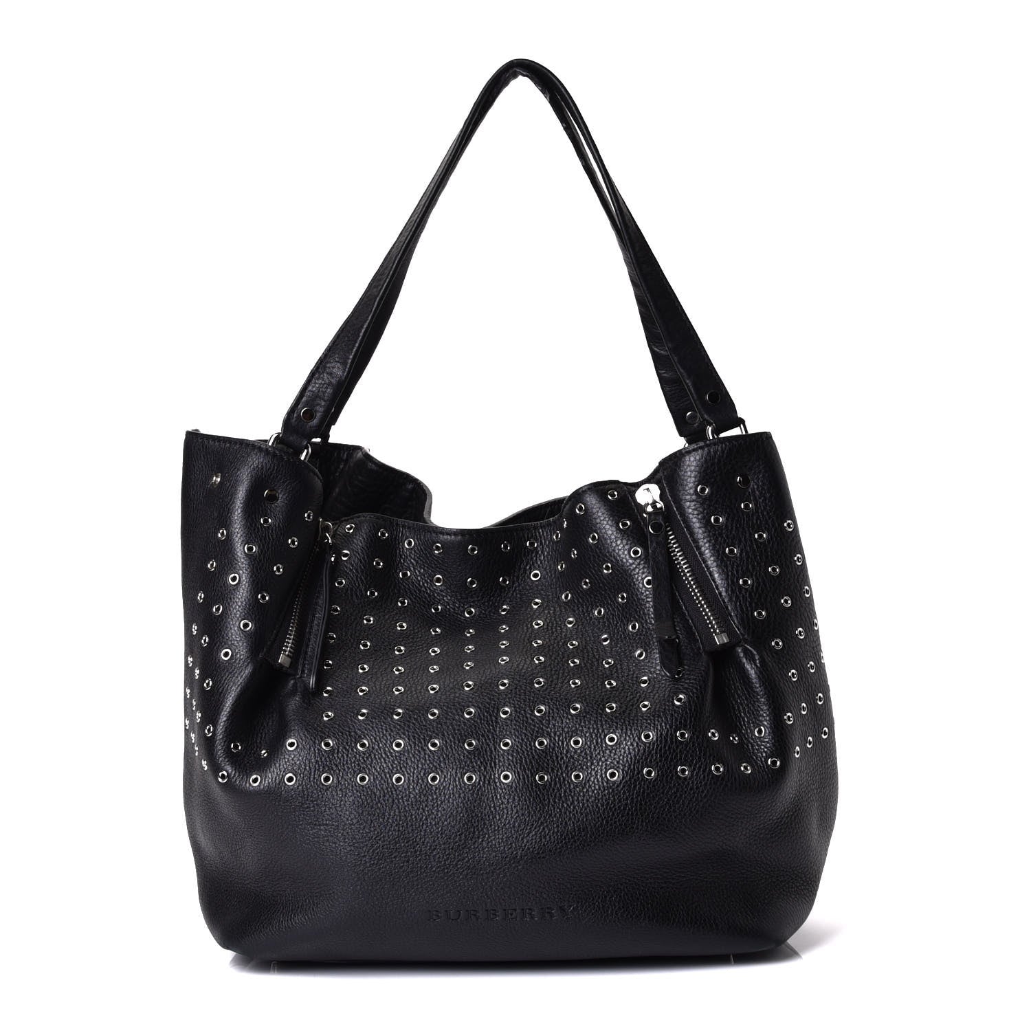 Burberry Calfskin Grommet Medium Maidstone Shoulder Bag Black 1 of 7