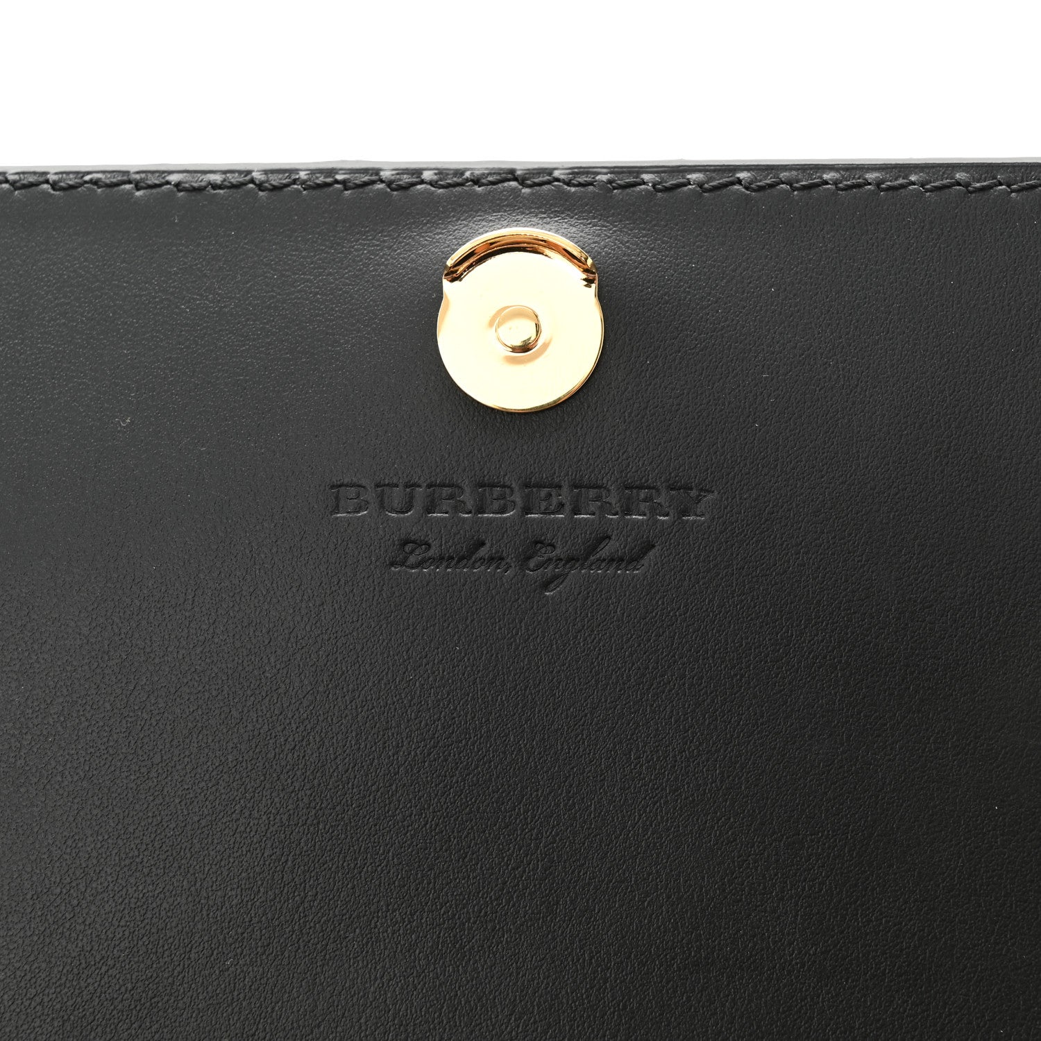Burberry Grained Calfskin House Check Tartan Mix Hampshire Wallet On Chain Black 6 of 9