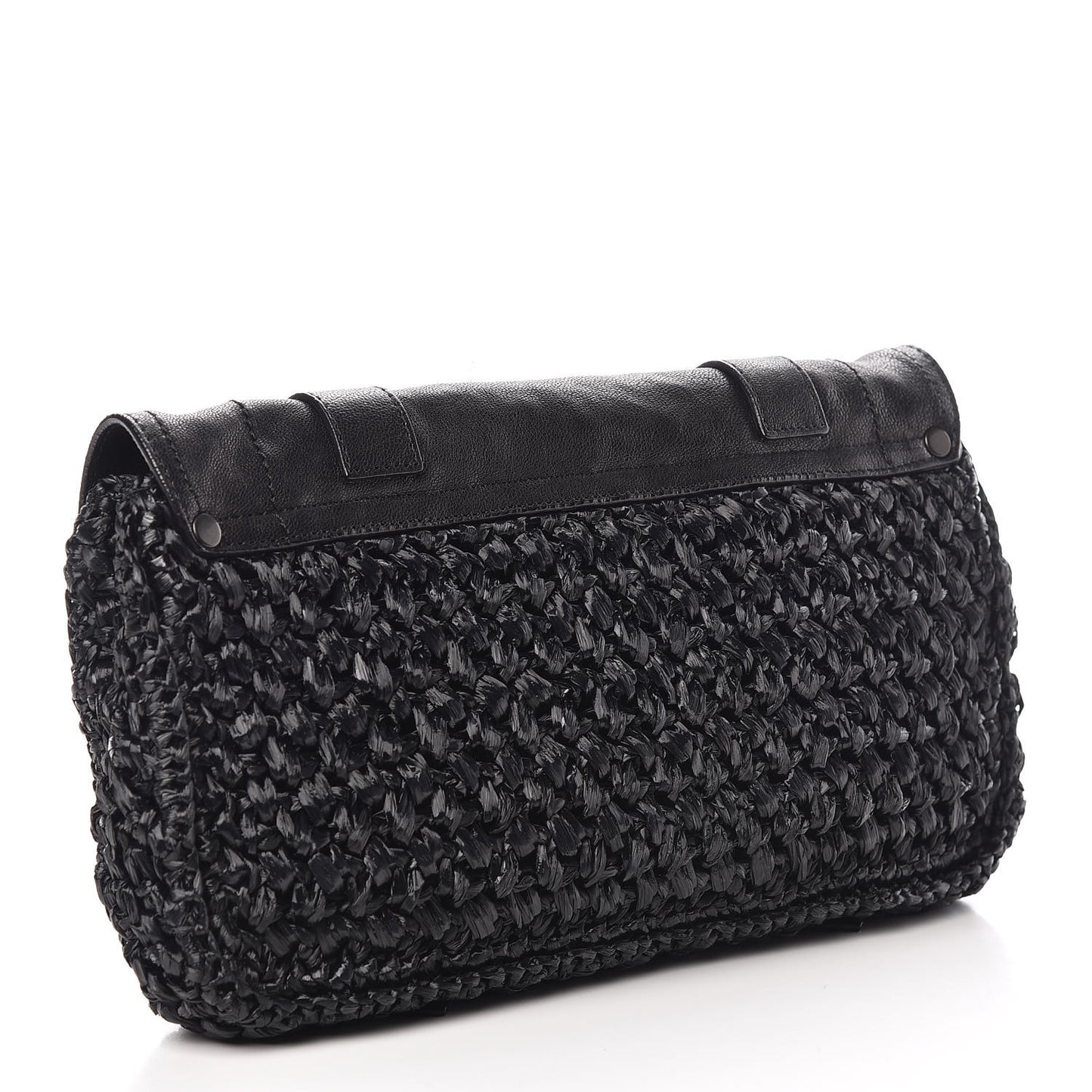 Lambskin Raffia PS1 Pochette Clutch Black