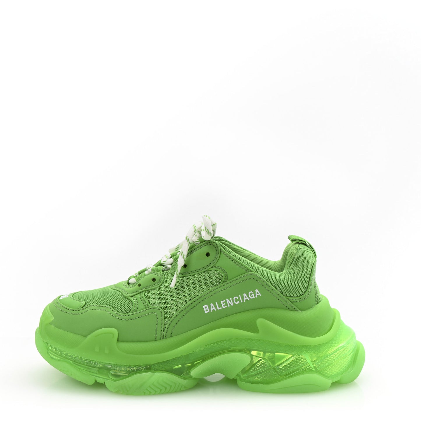 Fabric Mesh Clear Sole Womens Triple S Sneakers 36 Fluo Green