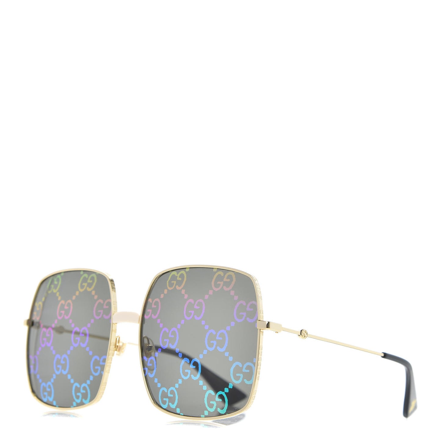 Metal Rectangular Frame Sunglasses GG0414S Gold Multicolor