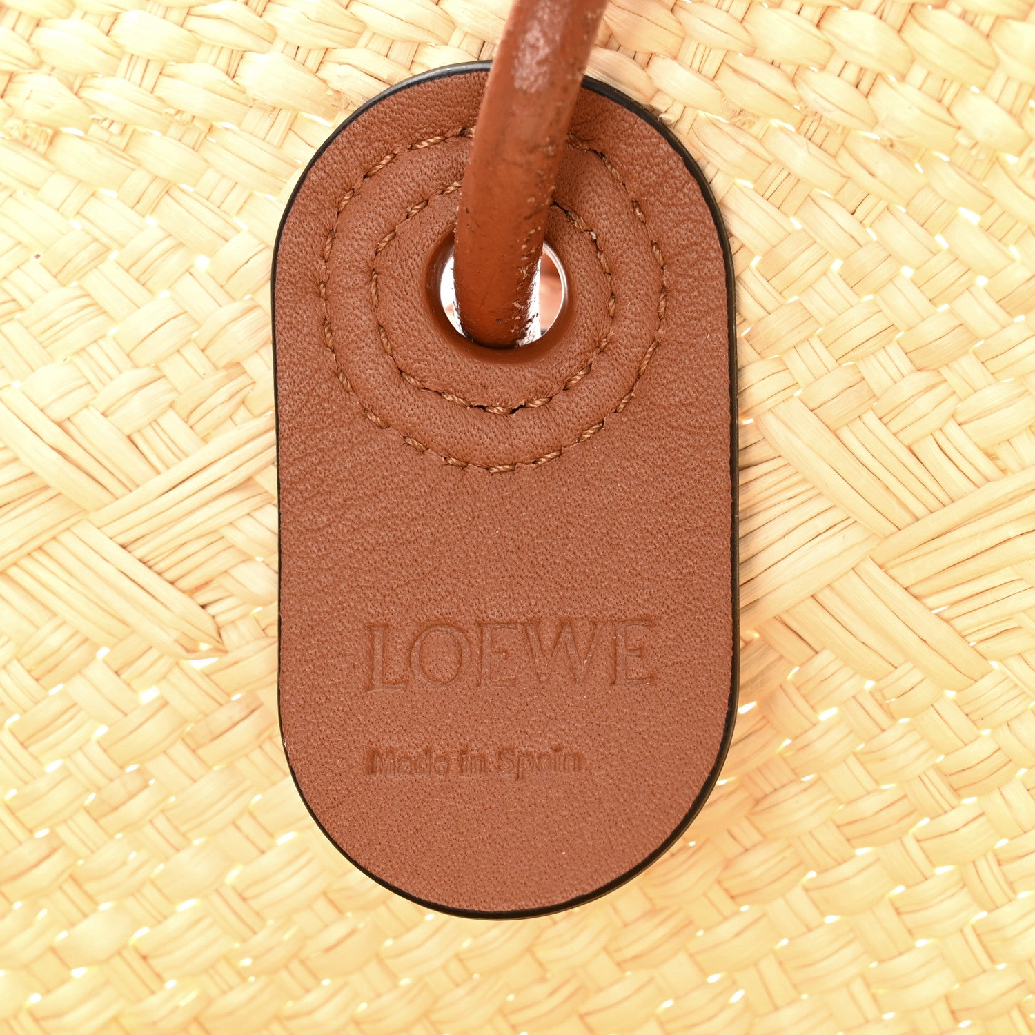 Loewe Iraca Palm Calfskin Medium Anagram Basket Bag Natural Tan 6 of 10