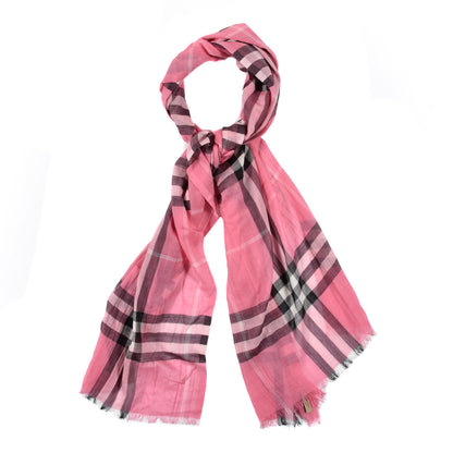 Burberry Wool Silk Gauze Giant Check ScarfPink 1 of 5