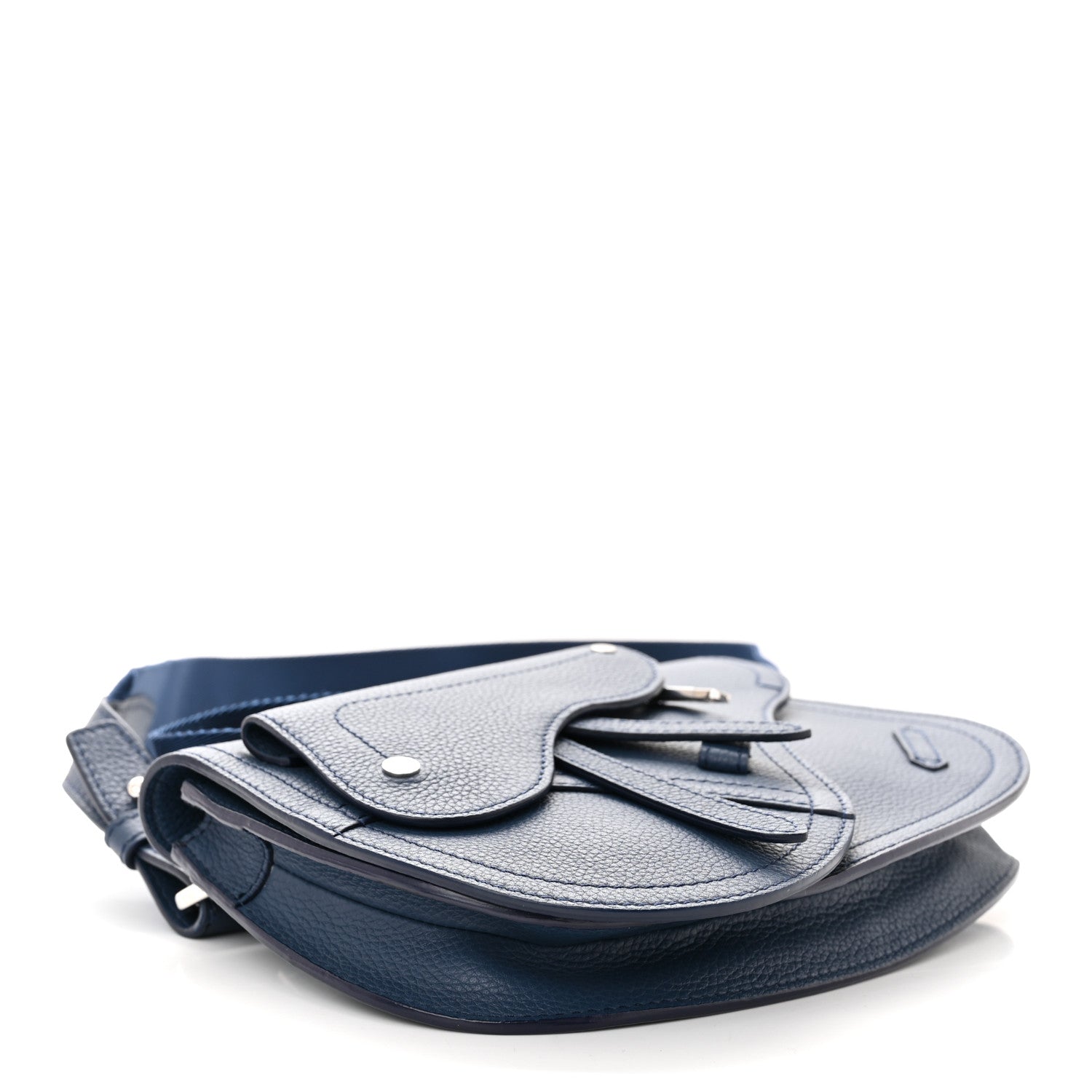 Christian Dior Grained Calfskin Saddle Pouch Blue 4 of 10