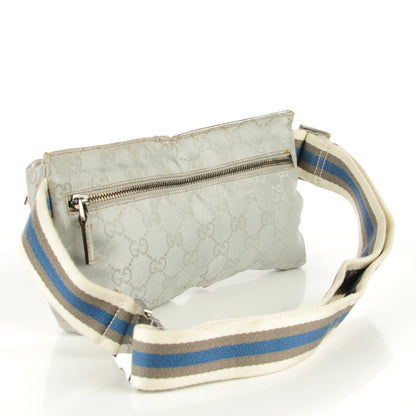 Gucci GG Monogram Web Double Pocket Belt Bag Silver 3 of 7
