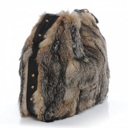 Gucci Racoon Fur Large Horsebit Chain Hobo Brown 3 of 8