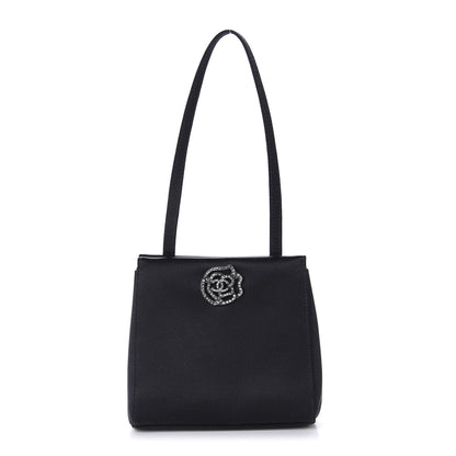 Chanel Satin Crystal Small Camellia Evening Bag Black 1 of 11