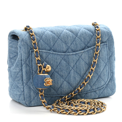 Chanel Denim Quilted Mini Pearl Crush Flap Blue 3 of 9