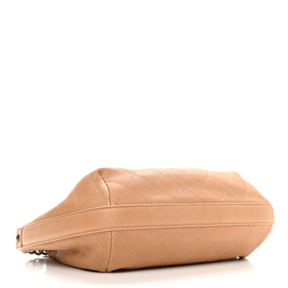 Chanel Calfskin Stitched Medium Drawstring CC Bag Beige 4 of 9
