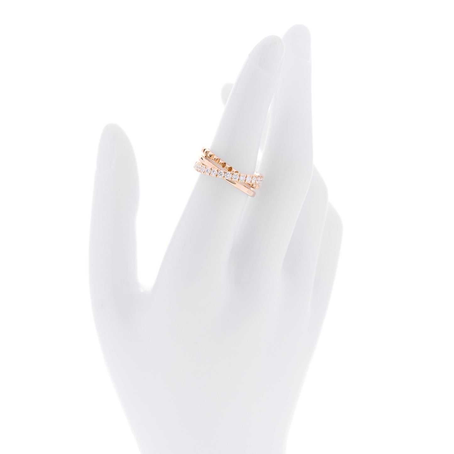 18K Pink Gold Diamond Etincelle de Cartier Semi Paved Ring 52 6
