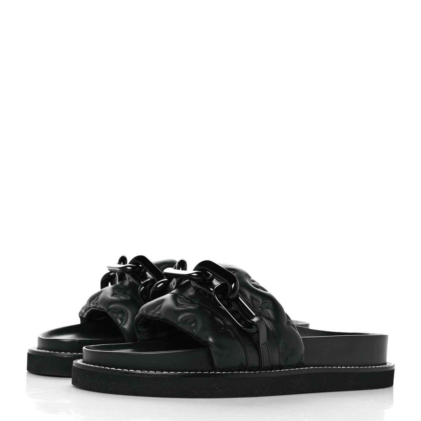 Calfskin Embossed Monogram Sunset Flat Comfort Mule 39 Black