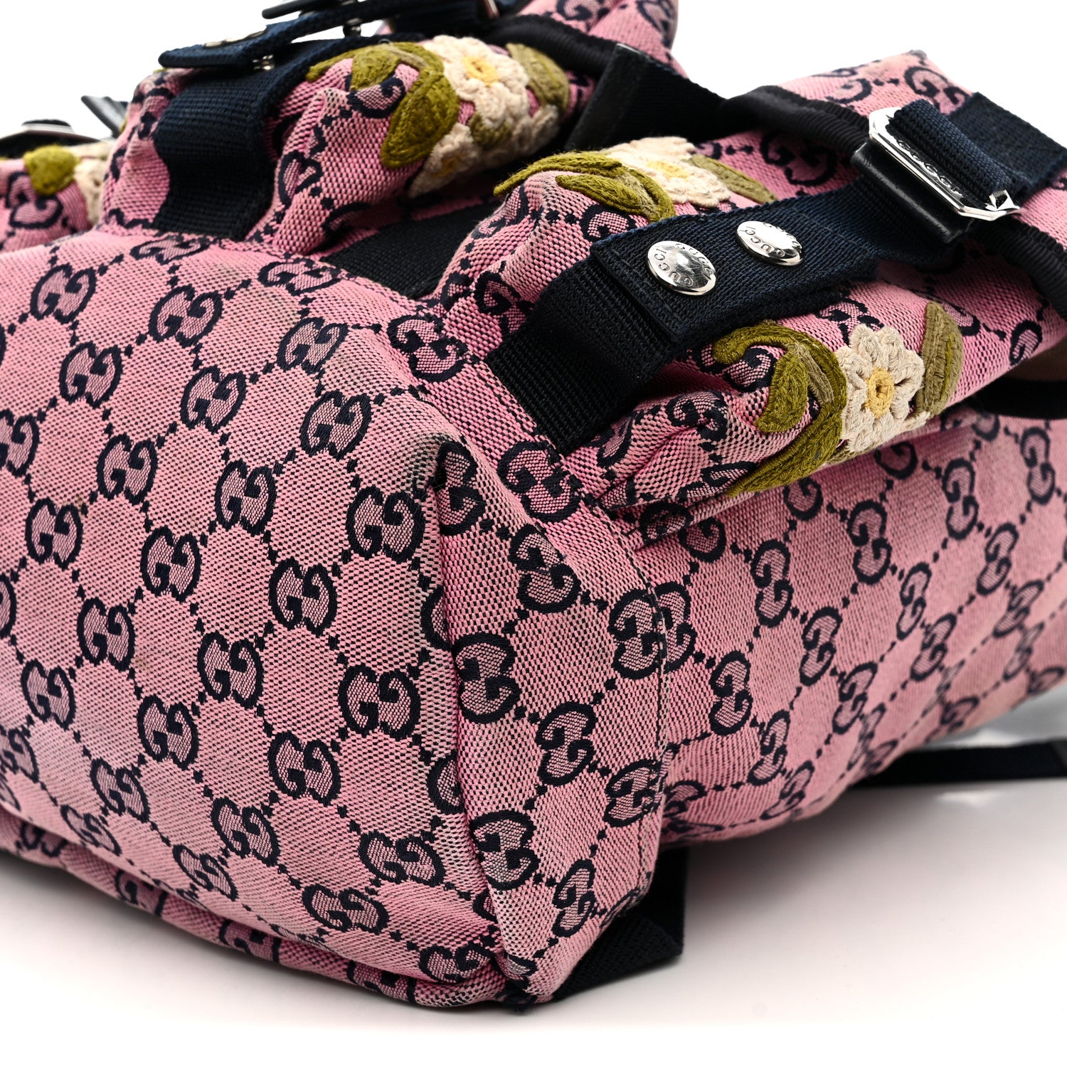 Gucci Monogram Multicolor Floral Embroidered Large Retro Interlocking G Three Pocket Backpack Pink Blue Multicolor 10 of 10