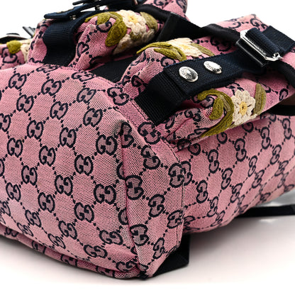 Gucci Monogram Multicolor Floral Embroidered Large Retro Interlocking G Three Pocket Backpack Pink Blue Multicolor 10 of 10