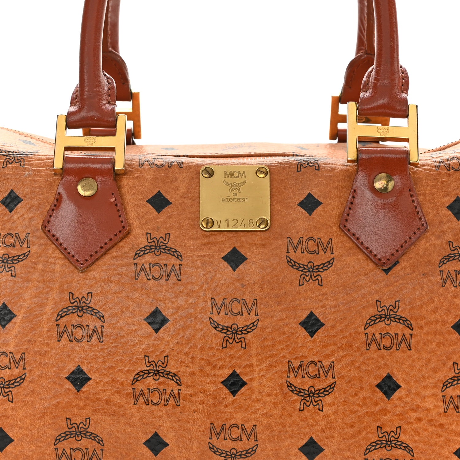 MCM Visetos Essential Boston Bag Cognac 7 of 11
