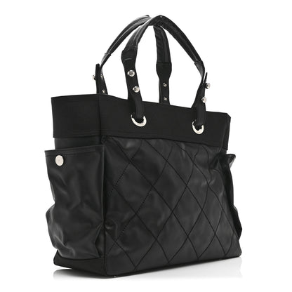 Chanel Coated Canvas Quilted Large Paris Biarritz Tote Black 4 of 11