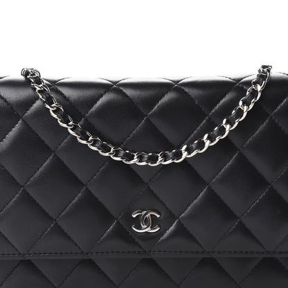 Chanel Lambskin Quilted Wallet On Chain WOC Black 11 of 12