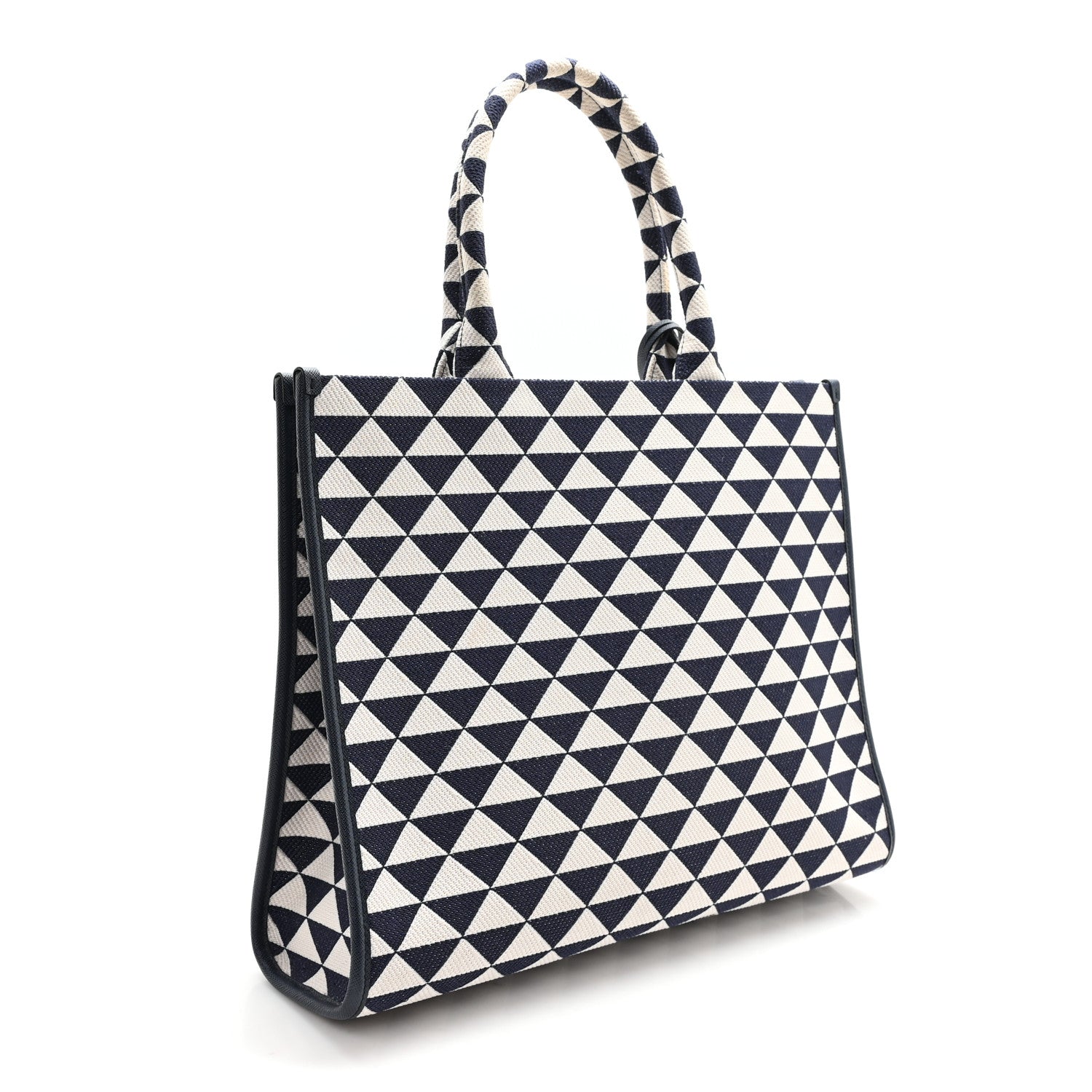 Prada Jacquard Saffiano Triangolo Symbole Embroidered Large Tote Baltico Talco 2 of 9
