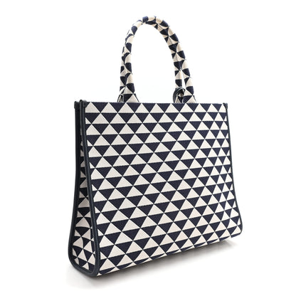 Prada Jacquard Saffiano Triangolo Symbole Embroidered Large Tote Baltico Talco 2 of 9