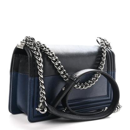 Chanel Calfskin Medium Bi-Color Boy Flap Navy Black 3 of 11