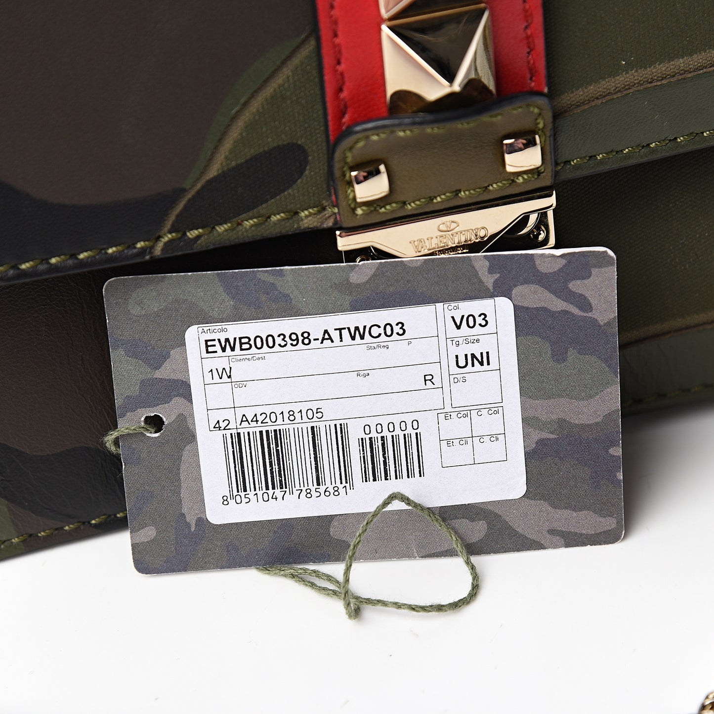 Nappa Canvas Camouflage Medium Glam Lock Rockstud Flap Verde