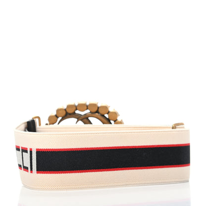Gucci Jacquard Crystal Stripe Double G Belt 70 28 White 2 of 3