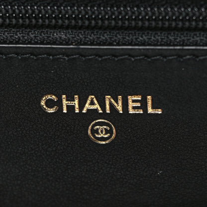 Chanel Lambskin Quilted Pearl Wallet On Chain WOC Black 5 of 9