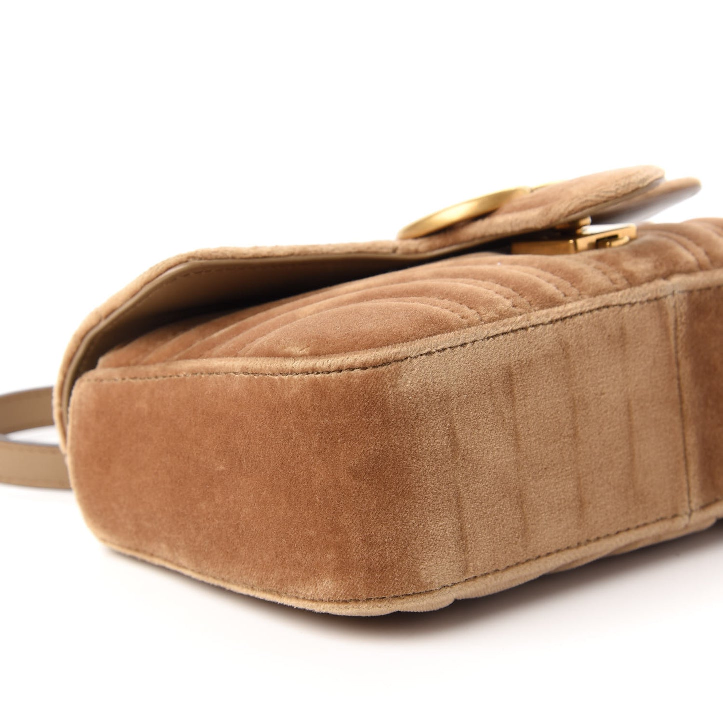 Velvet Matelasse Mini GG Marmont Shoulder Bag Taupe