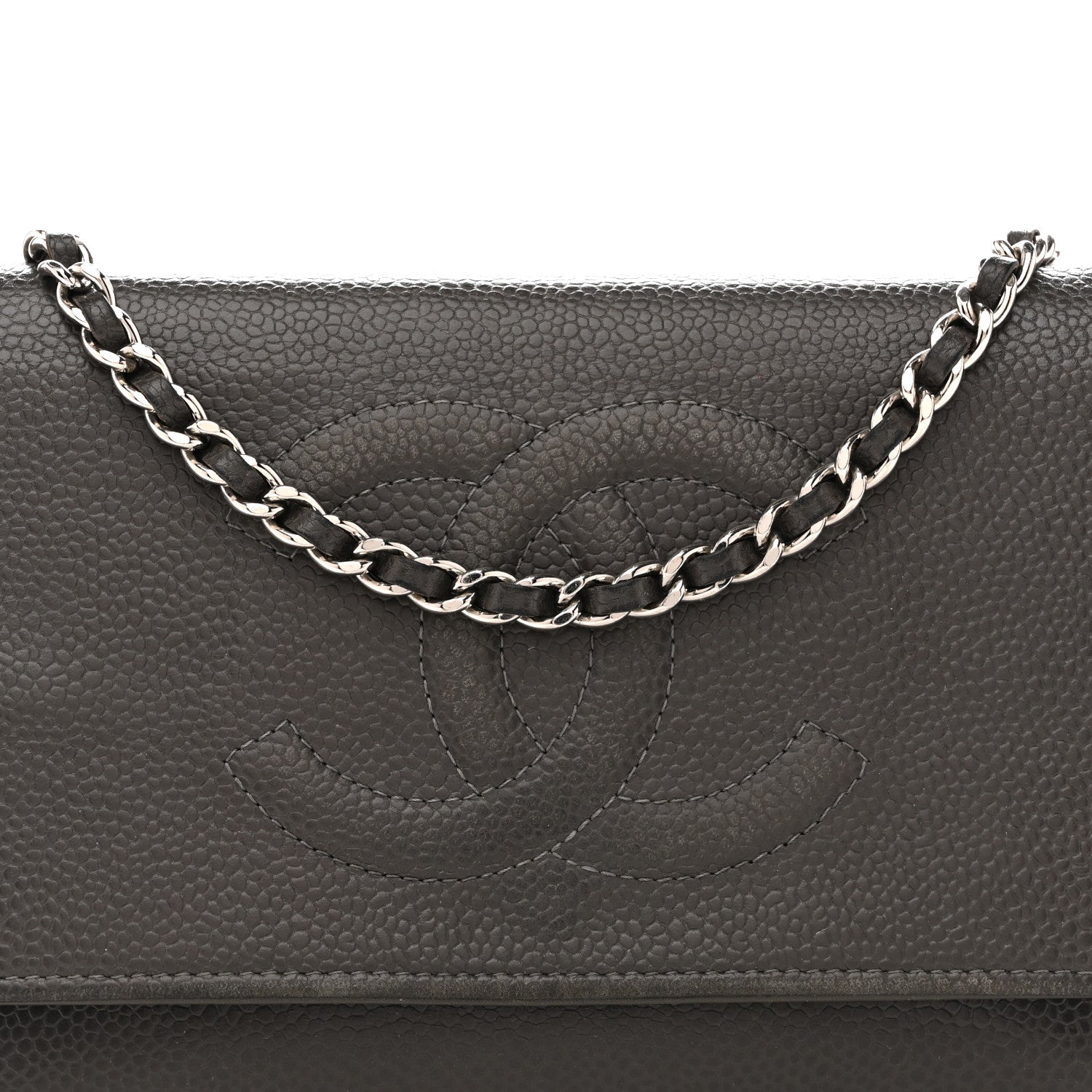 Chanel Caviar Timeless CC Wallet on Chain WOC Grey 9 of 15