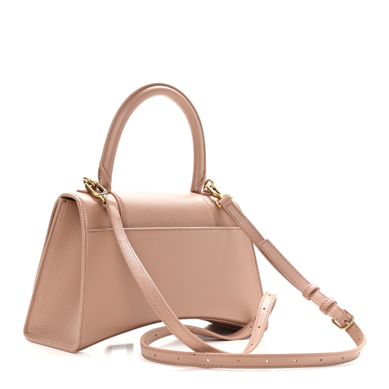 Balenciaga Grained Calfskin Small Hourglass Top Handle Bag Nude Beige 3 of 9