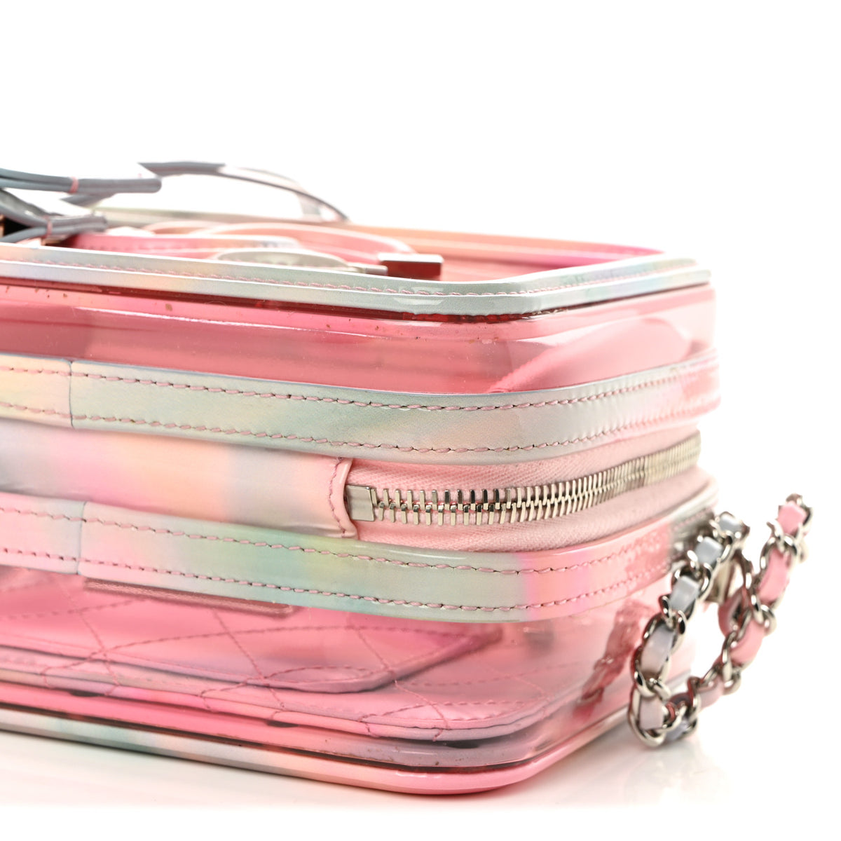 PVC Lambskin Filigree Small CC Filigree Vanity Case Pink Multicolor
