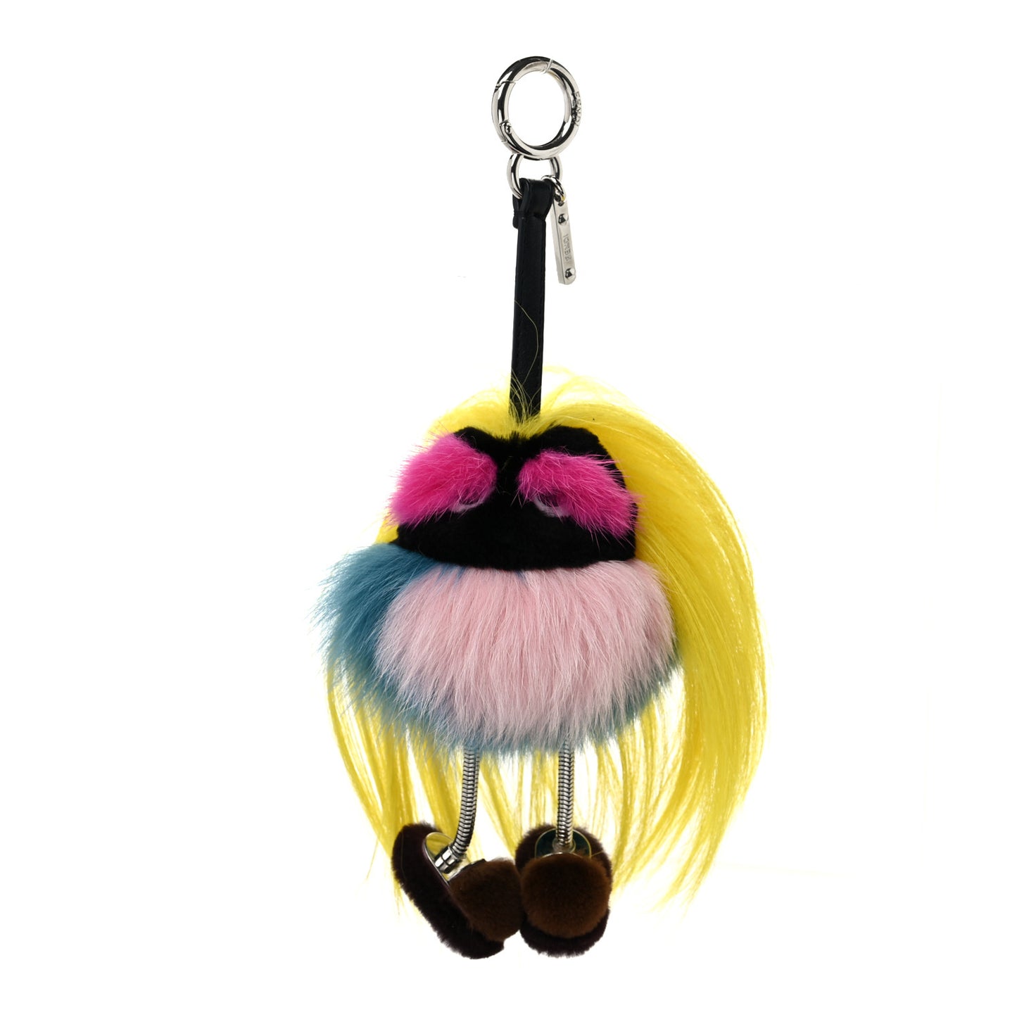 Goat Mink Fox Fur Mum Wonders Bag Charm Yellow Water Multicolor