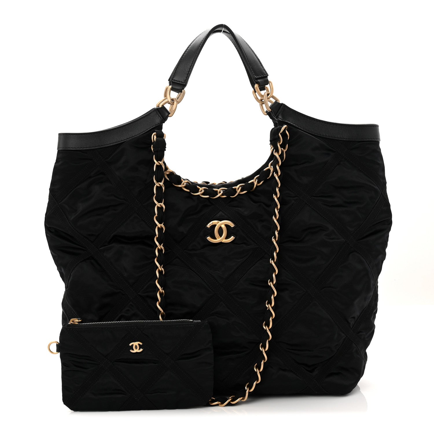 Chanel Nylon Grosgrain Quilted Lifestyle Shopping Tote Black 3 of 11