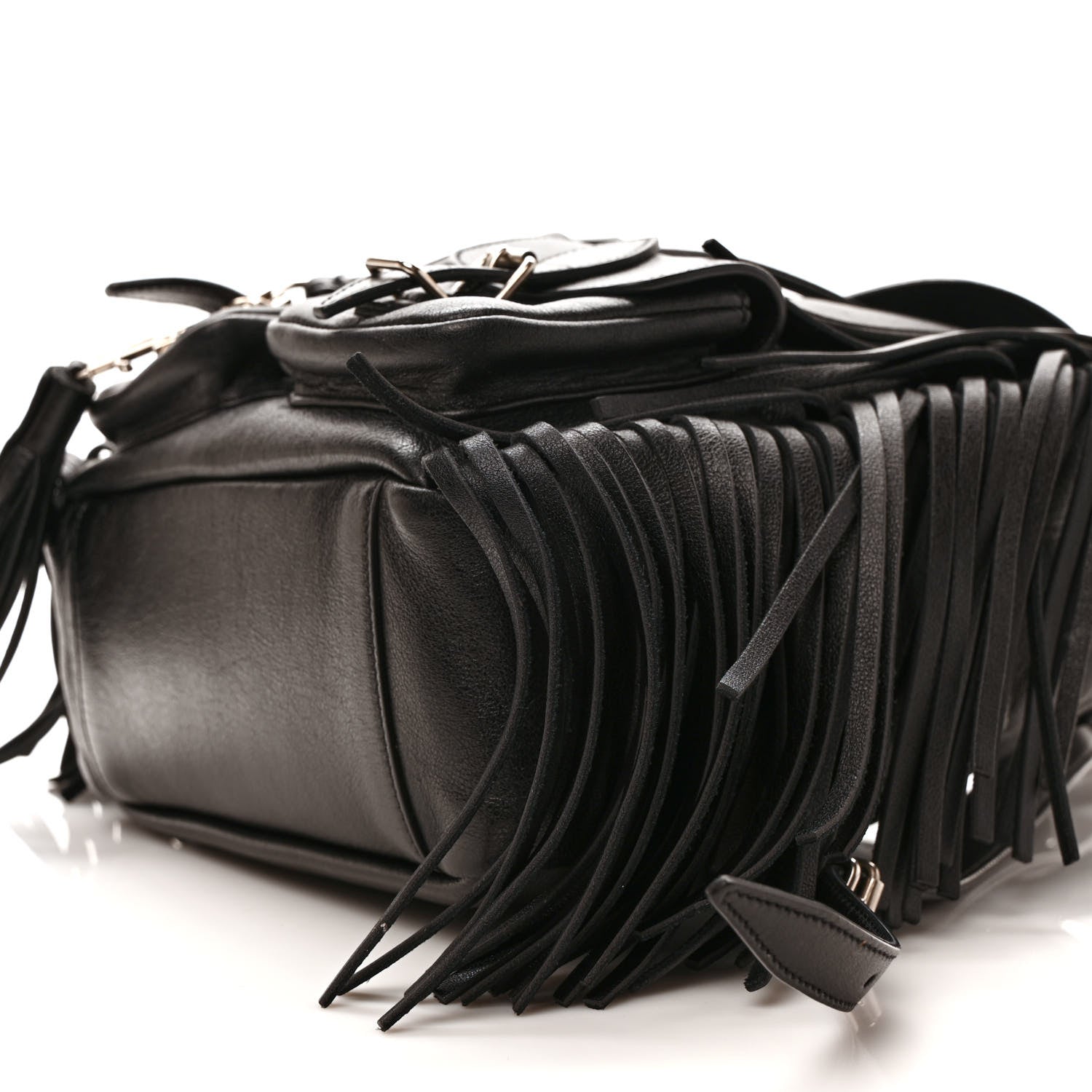 Saint Laurent Calfskin Fringe Festival Backpack Black 8 of 9