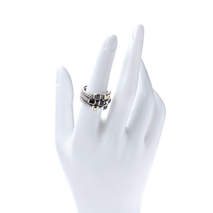 David Yurman Sterling Silver Onyx Hematite Quartz Confetti 3 Row Ring 54 7 2 of 5