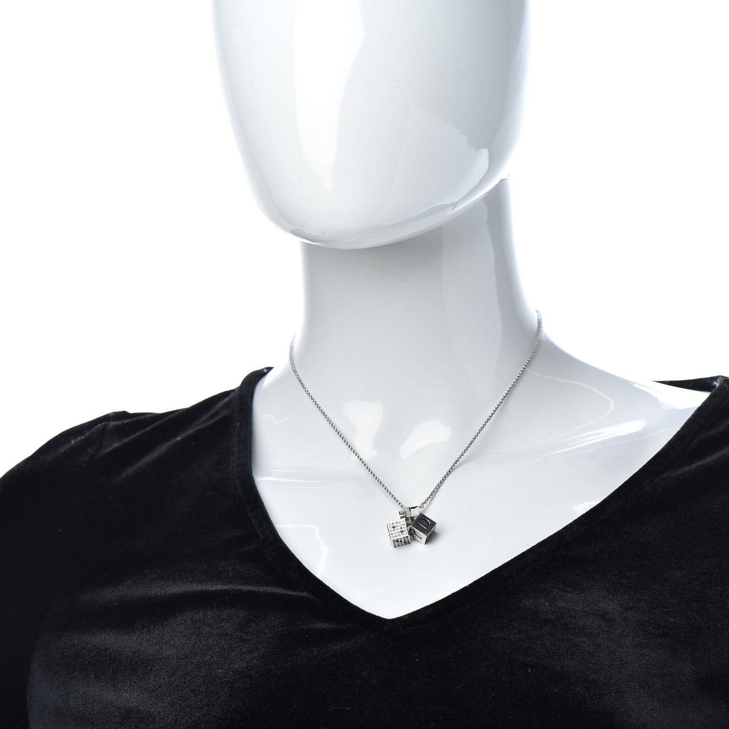 Crystal Dice Necklace Silver