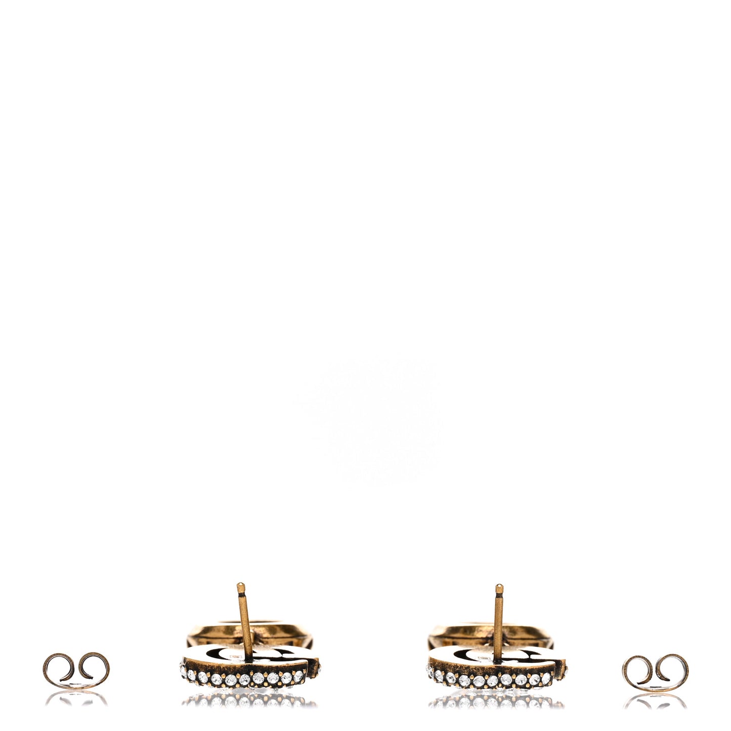 Metal Crystal Double G Drop Earrings Aged Gold