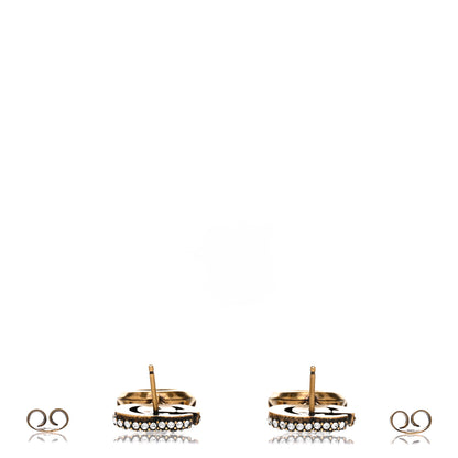 Gucci Metal Crystal Double G Drop Earrings Aged Gold 3 of 5